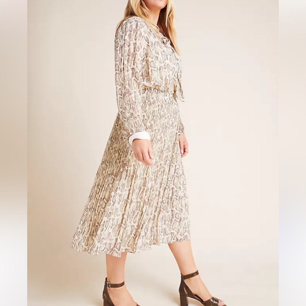 Anthropologie Current Air Olivia Snake Print Midi Dress MEDIUM